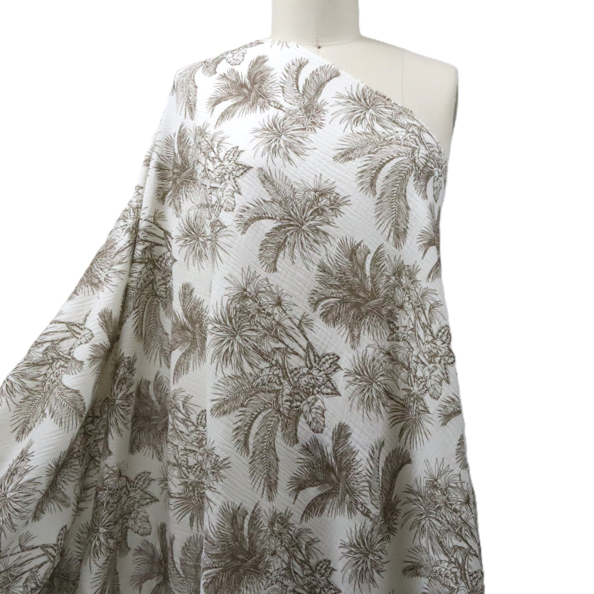 'Hollis' Taupe & Off-White Cotton Muslin (135gsm) – Cloth Edit